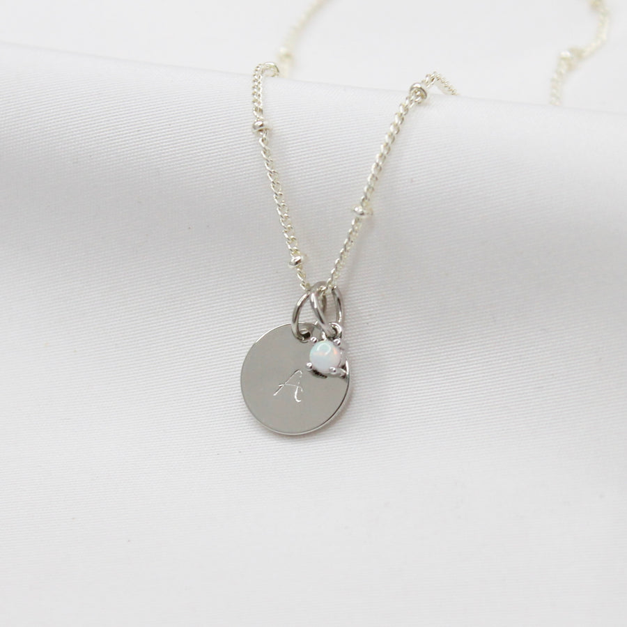 Silver Lucca Opal Personalised Necklace